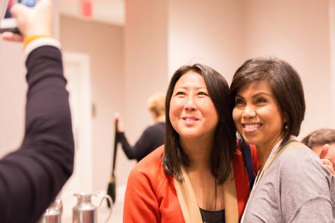 Sung Poblete, President and CEO of Stand Up To Cancer (left) and Mary Ann Laverty (right)
