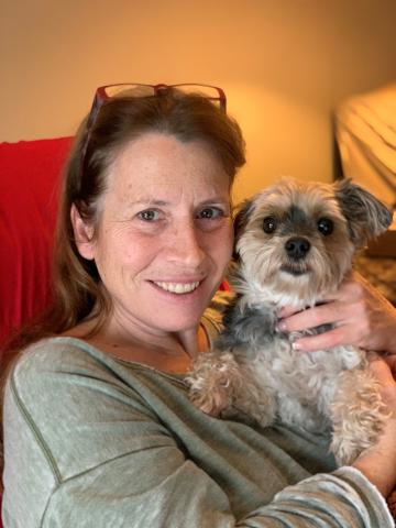 Janet Wohlmacher with rescue dog