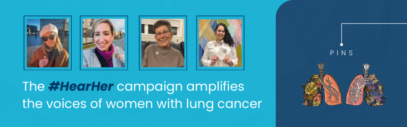 photos of women wearing the HearHer lung pin