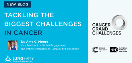 Cancer Grand Challenges logo and Dr. Amy Moore